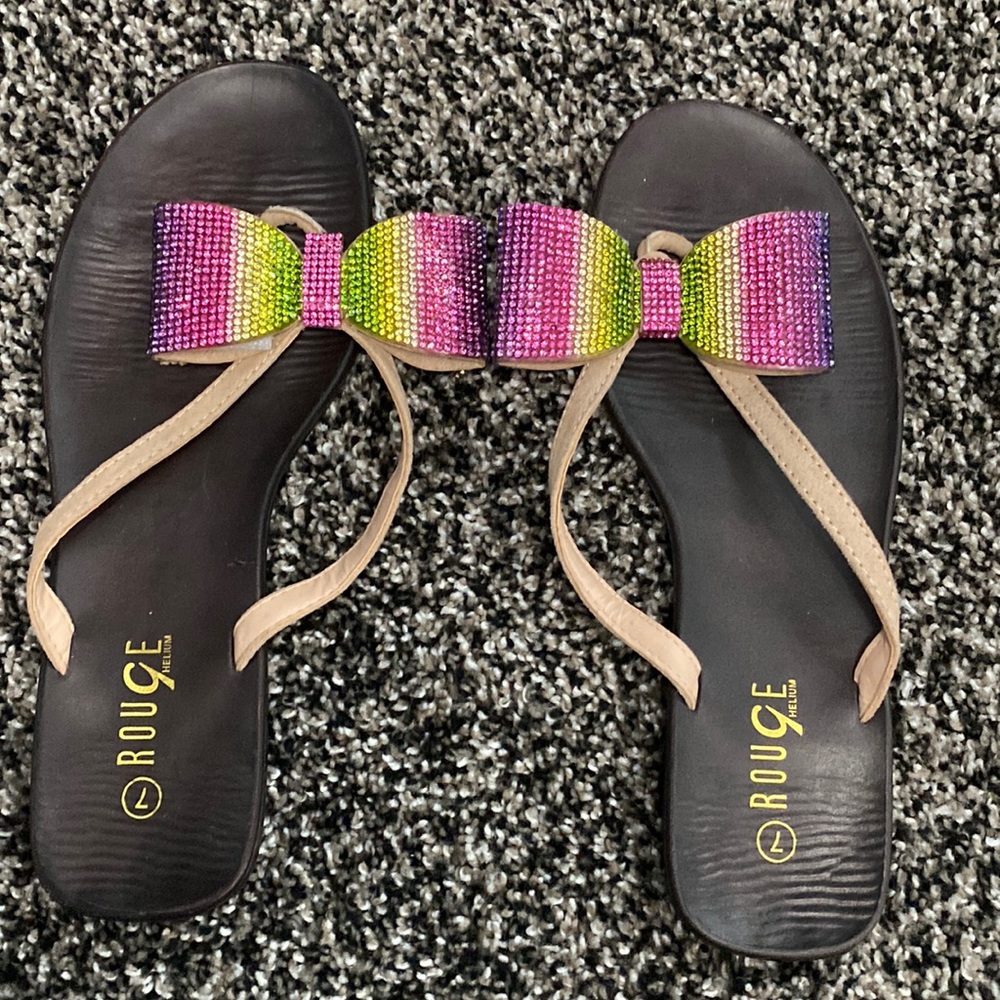 rhinestone bow flip flops